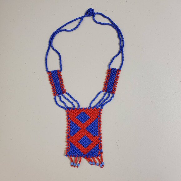 Vintage African Beaded Handcrafted Necklace - Picture 1 of 8